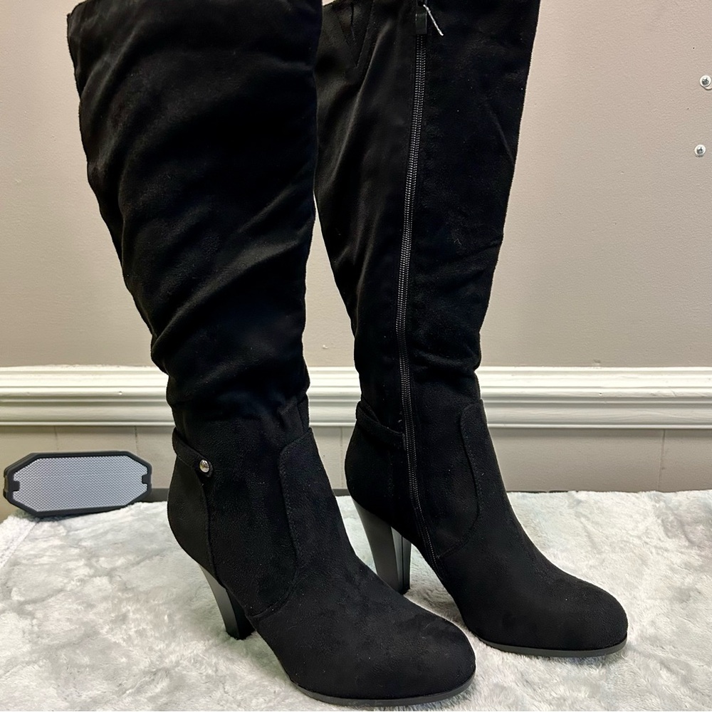 Forever Sz 5.5, 6, 6.5, 7. 8.5 or 9 Black Faux Suede Heeled Boots NWOT